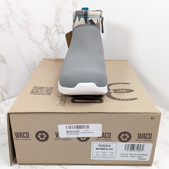 NEW REVITALIGN Women's Paddock Ankle Boot Grey Camo 6 WIDE Spenco - Picture 6 of 8